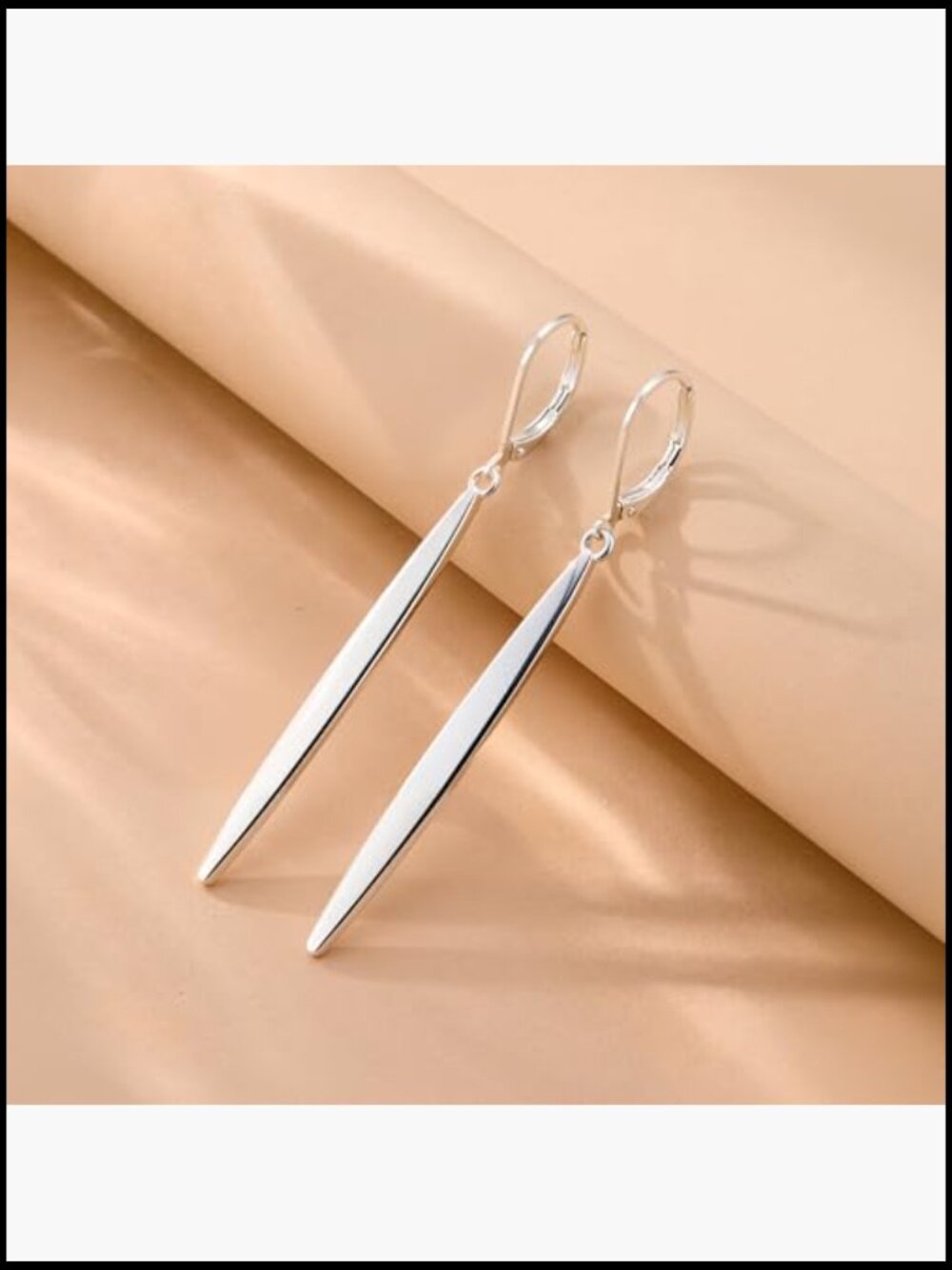 Sterling Silver Gold Plated Long Dangle Drop Earrings Minimalist Leverback - Picture 6 of 7